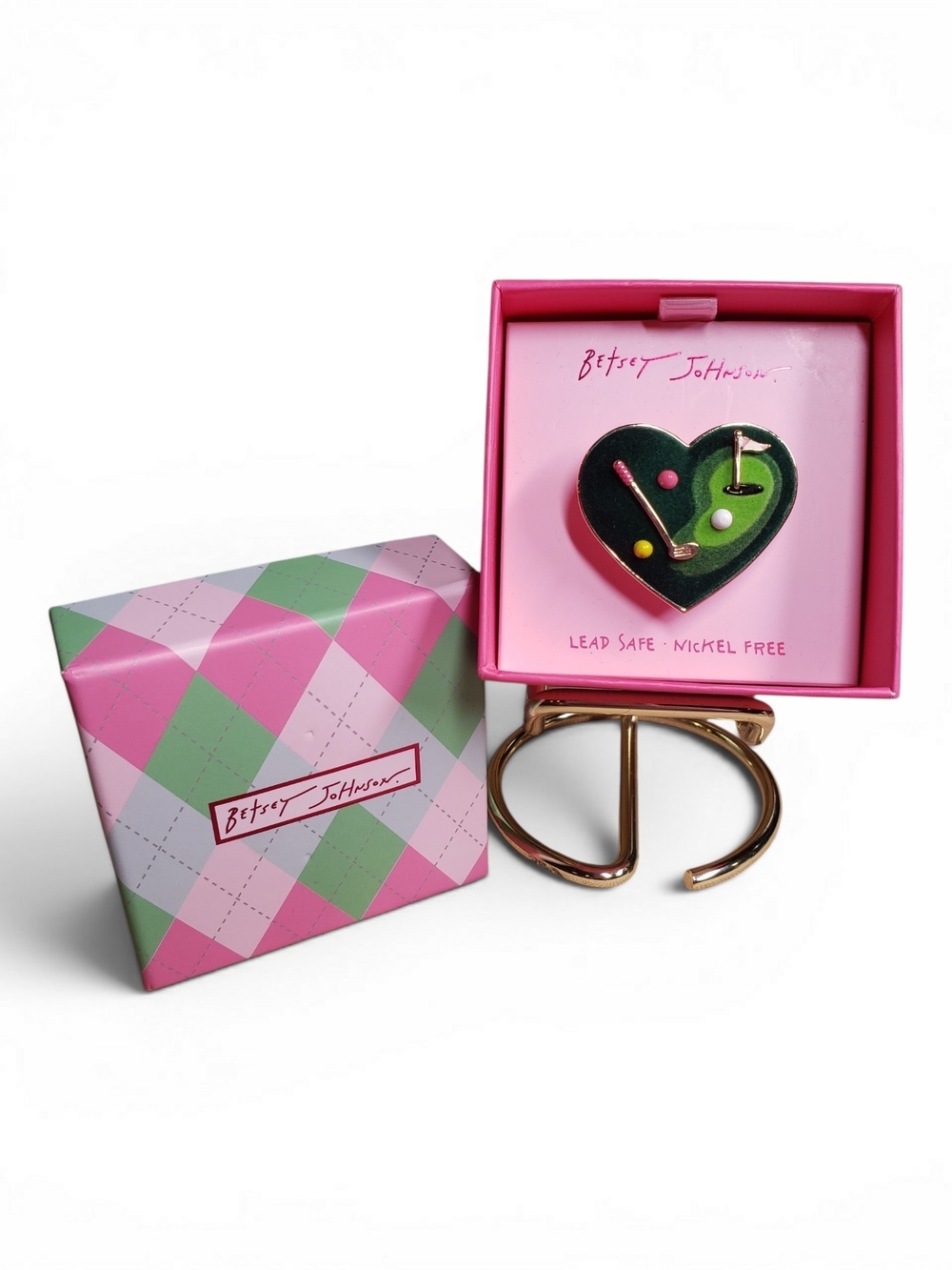 Betsey Johnson Green Heart Golf Adjustable Ring NIB!